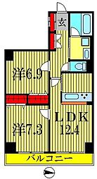 大島神田ビルアビタシオン大島 2LDKの間取図画像