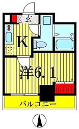 プレール・ドゥーク本所吾妻橋 1Kの間取図画像