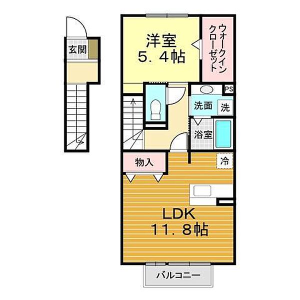 山口県下関市小月本町2丁目(賃貸アパート1LDK・2階・50.81㎡)の写真 その2