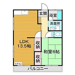 豊洋台ハイツ 1LDKの間取図画像