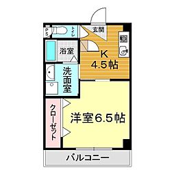 パールホームズ稗田 5階1Kの間取り