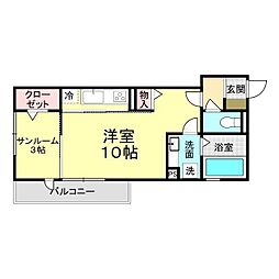 メゾン・ド・クゥイン　ディチ・ホウェール 2階ワンルームの間取り