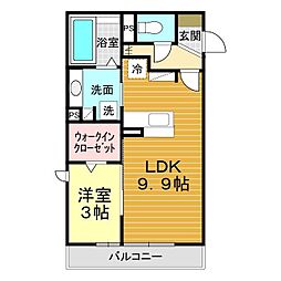 メゾン・ド・オッツ・ホウェール 1階1LDKの間取り