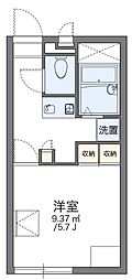 レオパレスヒルズ稗田 2階1Kの間取り