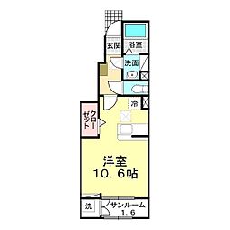レジデンス　宝町 1階ワンルームの間取り