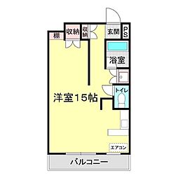 グランドヒルズ下関 4階ワンルームの間取り