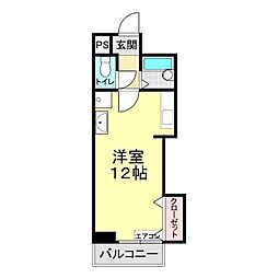 ウェルス宮の下I 2階ワンルームの間取り