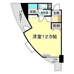 シーサイドパレス 6階ワンルームの間取り