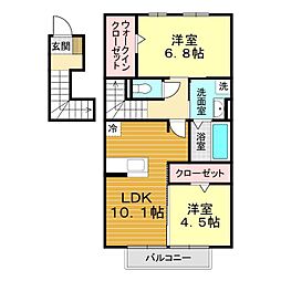ステラ綾羅木 2階2LDKの間取り