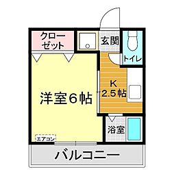 一の宮ハイツ 1Kの間取図画像