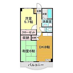 ESPOIR21 2DKの間取図画像