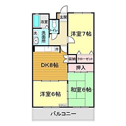 エスポアール彦島 3DKの間取図画像