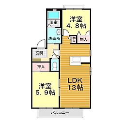コスモス川棚B 2LDKの間取図画像