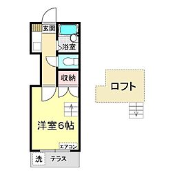 パレス長府印内 1Kの間取図画像