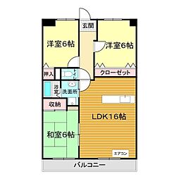 ウィンベル勝山2 3LDKの間取図画像
