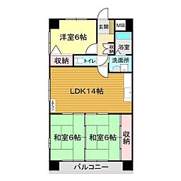ウィンベル勝山2 3LDKの間取図画像