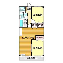 新下関マンション 2LDKの間取図画像