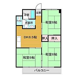 グリーンハイツ山の田 3DKの間取図画像