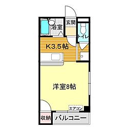 コルデソル伊倉 ワンルームの間取図画像