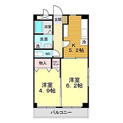 ロイヤルN東棟 2Kの間取図画像