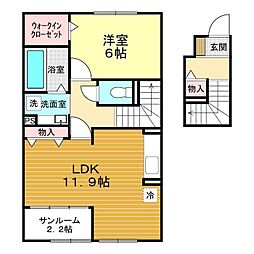 サザンクロス 1LDKの間取図画像
