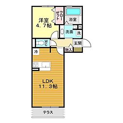 ヴィルセイン潮彩B 1LDKの間取図画像