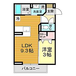 レジデンス健光 1LDKの間取図画像