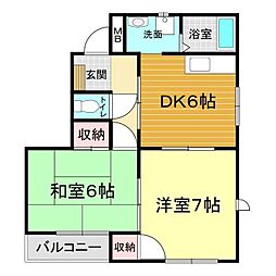 コーポ長府 2DKの間取図画像