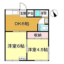 関ハイツ 2DKの間取図画像