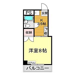 貴船コア 1Kの間取図画像
