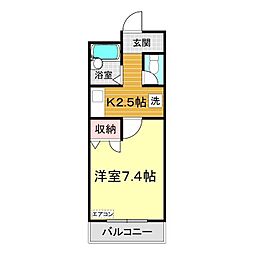 ハイツシーホーク 1Kの間取図画像