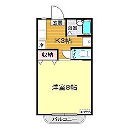 マリンコーポ吉見C 1Kの間取図画像