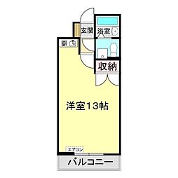 スカイプラザ下関 ワンルームの間取図画像