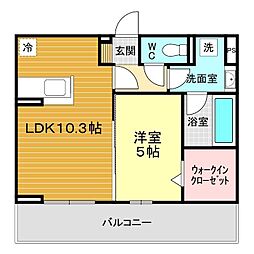 カーサヒルズ 1LDKの間取図画像