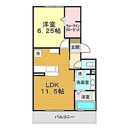 オッツセンチュリー 1LDKの間取図画像