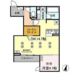 ディアライズ綾羅木本町 A棟 1LDKの間取図画像