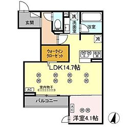 ディアライズ綾羅木本町 A棟 1LDKの間取図画像