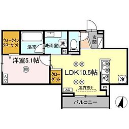 ディアライズ綾羅木本町 A棟 1LDKの間取図画像