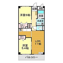 サニー・カーサA 2LDKの間取図画像
