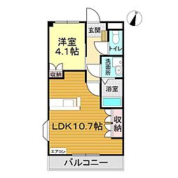ビューテラス長府 1LDKの間取図画像