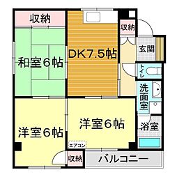 湧川ビル 3DKの間取図画像