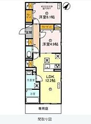 神戸市須磨区東町4丁目アパート 2LDKの間取図画像