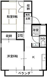 セジュール詫間B棟 1階2Kの間取り