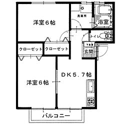 サンガーデン小岩原1号地 1階2DKの間取り