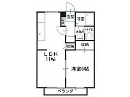 笠田ハイツ12 1LDKの間取図画像