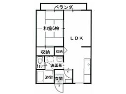 笠田ハイツ12 1LDKの間取図画像