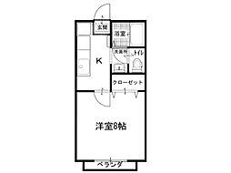 笠田ハイツ8 1Kの間取図画像