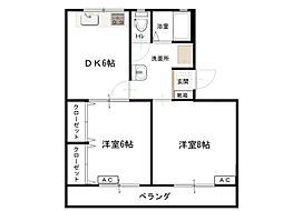 キョーワハイツ 2DKの間取図画像