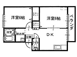 ルネス吉岡5 2DKの間取図画像