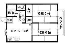 アパート 2DKの間取図画像